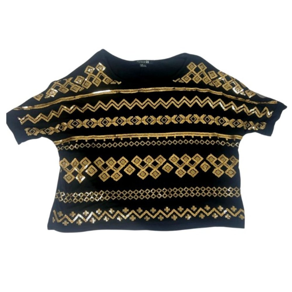 Forever 21 Black and gold Shirt, Size L, Great Condition